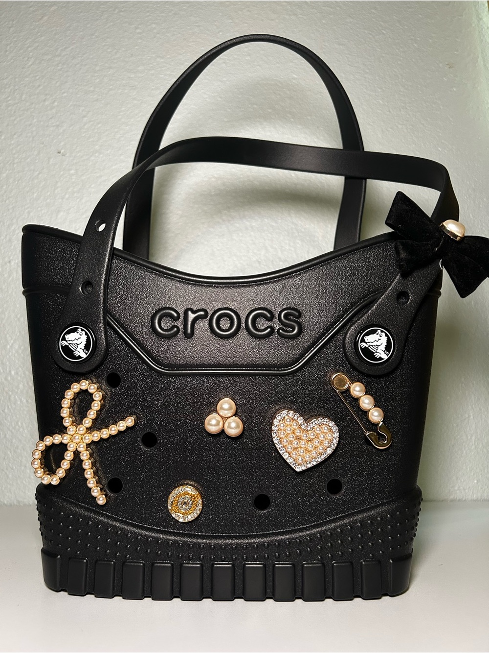 CROCS Black Pearl & Rhinestone Jibbitz Tote